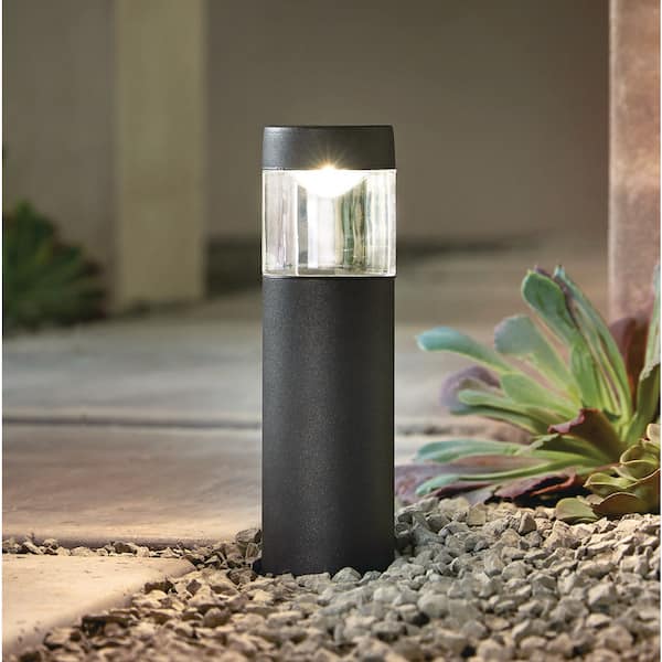 10-Watt Equivalent Low Voltage Black Integrated LED Round Outdoor Bollard Landscape Path Lights (8-pack)