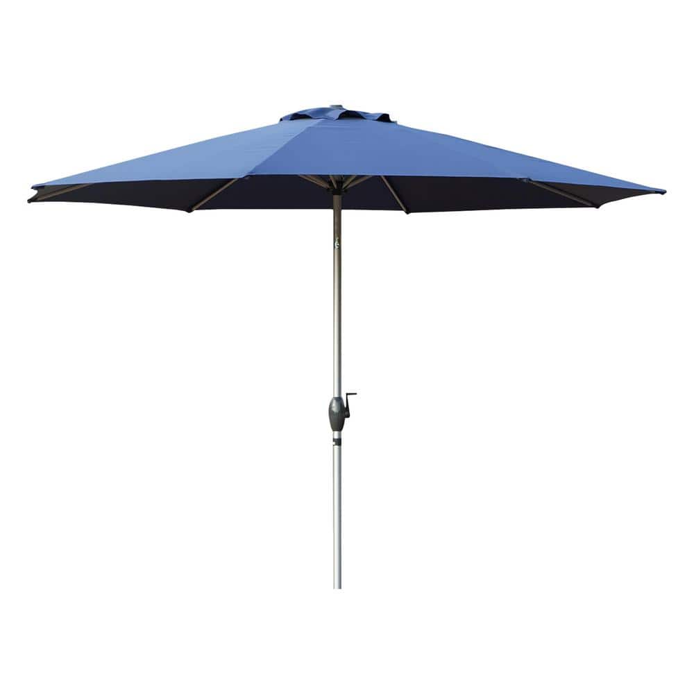 maocao hoom 9.5 ft. Aluminum Pole Market Outdoor Table Umbrella with Push Button Tilt And Crank in Navy Blue