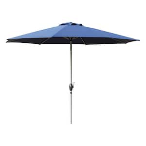 9.5 ft. Aluminum Pole Market Outdoor Table Umbrella with Push Button Tilt And Crank in Navy Blue