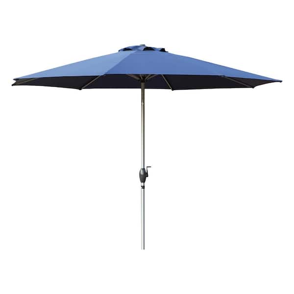 maocao hoom 9.5 ft. Aluminum Pole Market Outdoor Table Umbrella with Push Button Tilt And Crank in Navy Blue