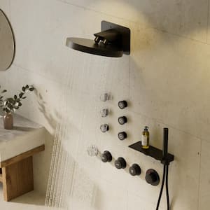 Module Switch 15-Spray 12.6 in. Dual Wall Mount Fixed and Handheld Shower Head 2.5 GPM in Matte Black (Valve Include)