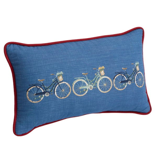 20 in. x 12 in. Outdoor Patio Lumbar Pillow in Bike Trio