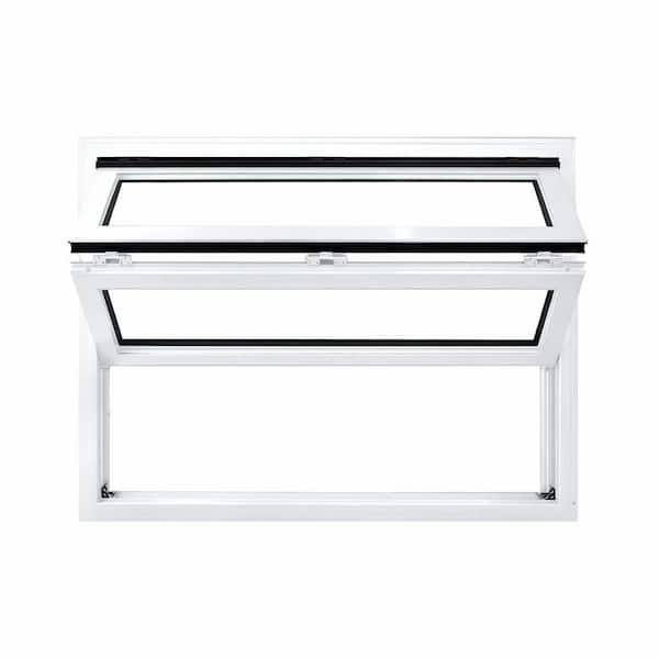 71.5 in. x 59.5 in. Awning White Tempered Fold-Up Outswing Aluminum Awning Window with Screen and No Grid