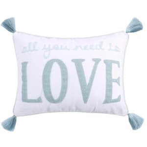 Lara Spa, White All You Need Is Love Sentiment 18 in. x 14 in. Throw Pillow