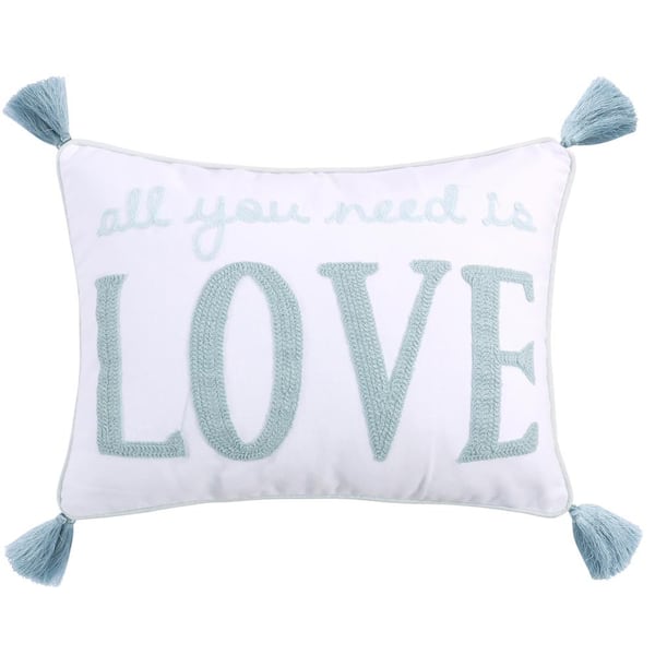LEVTEX HOME Lara Spa, White All You Need Is Love Sentiment 18 in. x 14 in. Throw Pillow