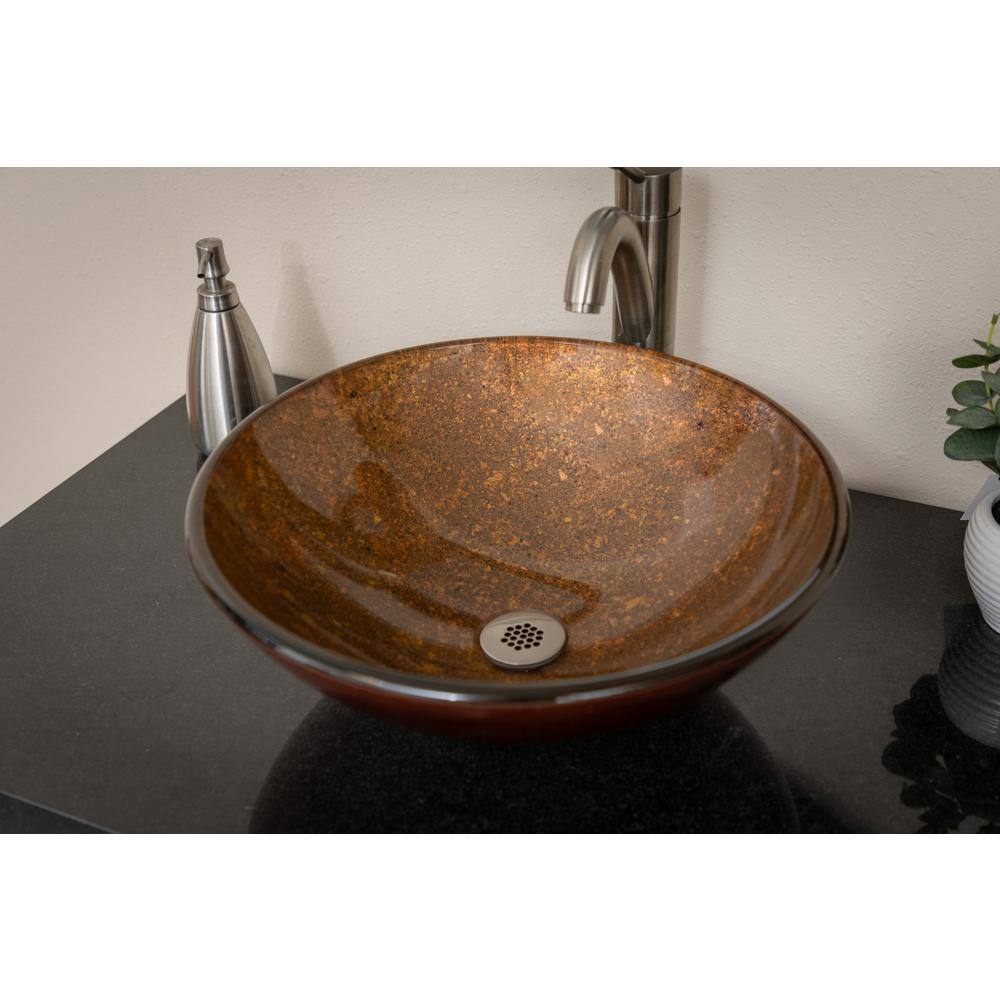 Bronze Tempered Glass Round Above-Counter Bathroom Sink