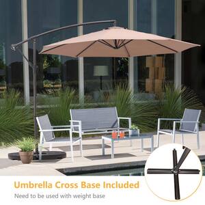 10 ft. Steel Cantilever Solar Tilt Pation Umbrella in Tan