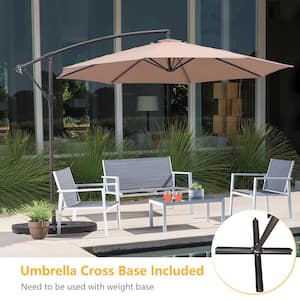 10 ft. Steel Cantilever Solar Tilt Pation Umbrella in Tan