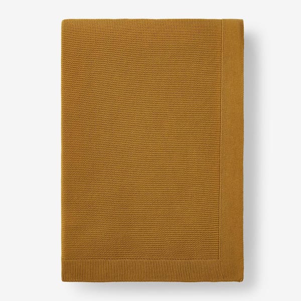 The Company Store Classic All Season Breathable Cotton Knit Gold Cotton Twin Blanket