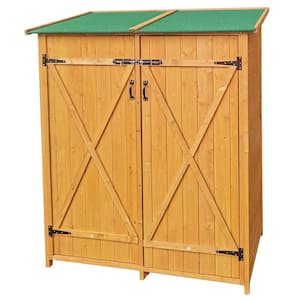 5.3 ft. W x 2 ft. D Wood Shed with Double Door, for Backyard Garden Big Tool Storage Flat Roof Tool Room (10.9 sq. ft.)