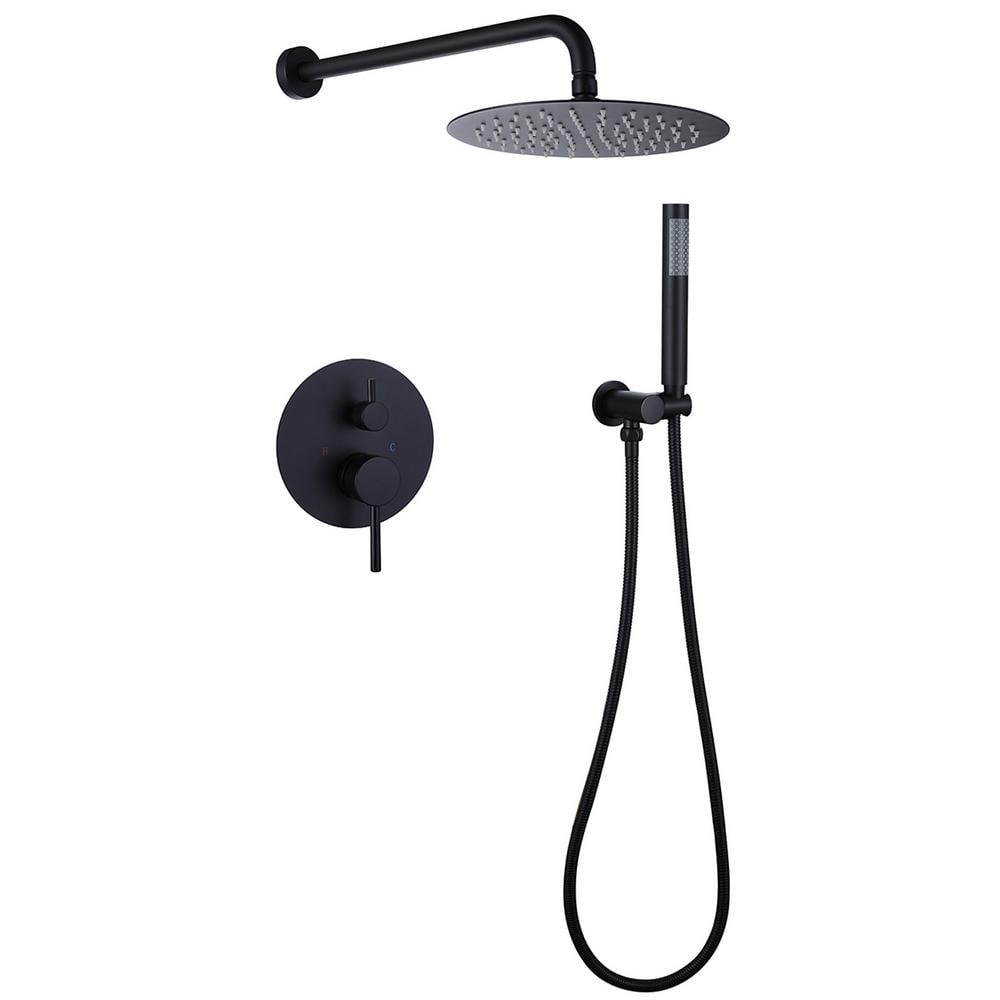Single Handle 1-Spray Round Shower Faucet 2.5 Gpm Wall Bar Shower Kit with Adjustable Heads in Black (Valve Included) price history on PriceWatchPro