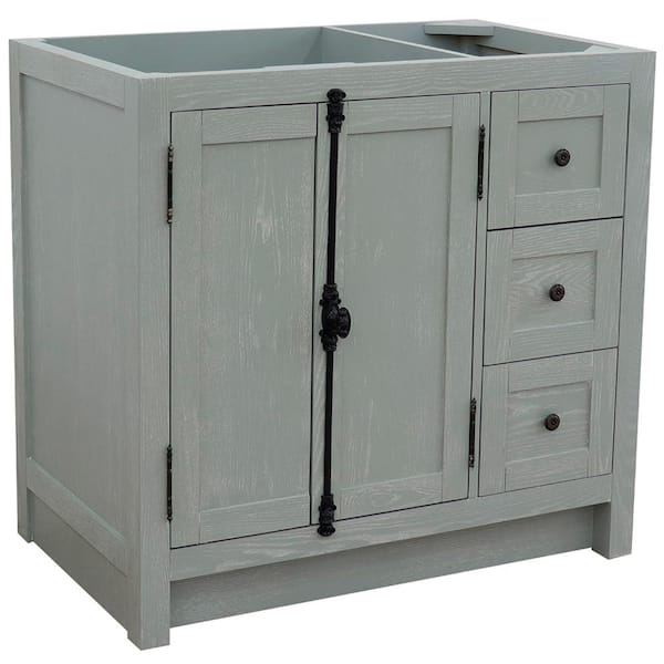 Bellaterra Home Plantation 36 in. W x 21.5 in. D x 34.5 in. H Bath Vanity Cabinet Only in Gray Ash Left Cabinet Doors