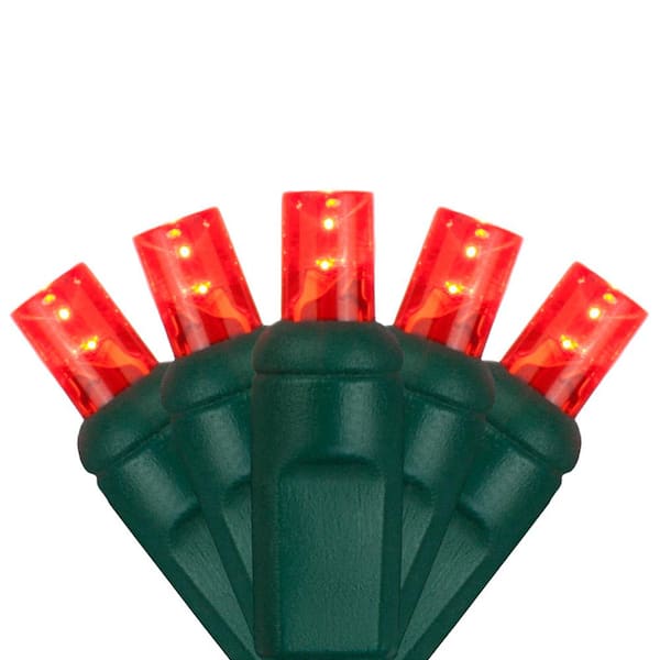 Wintergreen Lighting 24.5 ft. 50-Count LED Red Wide Angle Christmas Mini Light Set