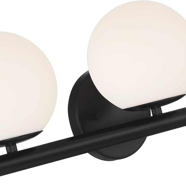 Designers Fountain - Crown Heights 25 in. 3-Light Matte Black Modern Vanity Light with Etched Opal Glass Shades