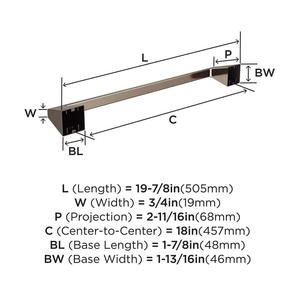Brushed Nickel 18-Inch Wall Mounted Towel Bar