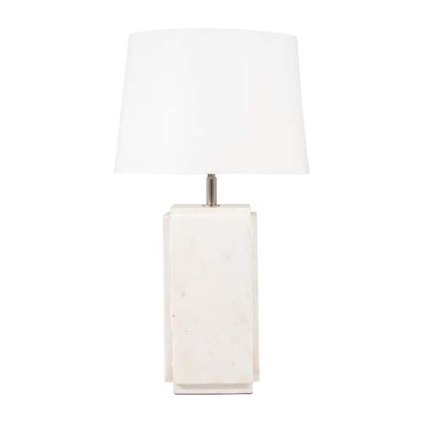 Liv & Skye 27 in. White Stone Modern Fluted Table Lamp
