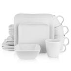 Stone Lain 32 Piece Stoneware Square Weave Dinnerware Set, Service for 8, White