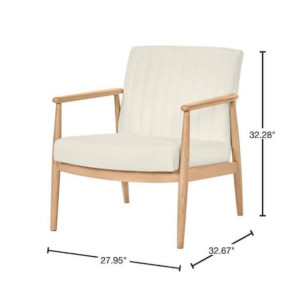 Ivory Fabric Arm Chair with Removable Cushions (Set of 1)