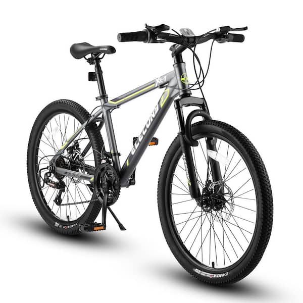 Cesicia 24 in. Steel Mountain Bike with 21-Speed in Gray for Boys and ...