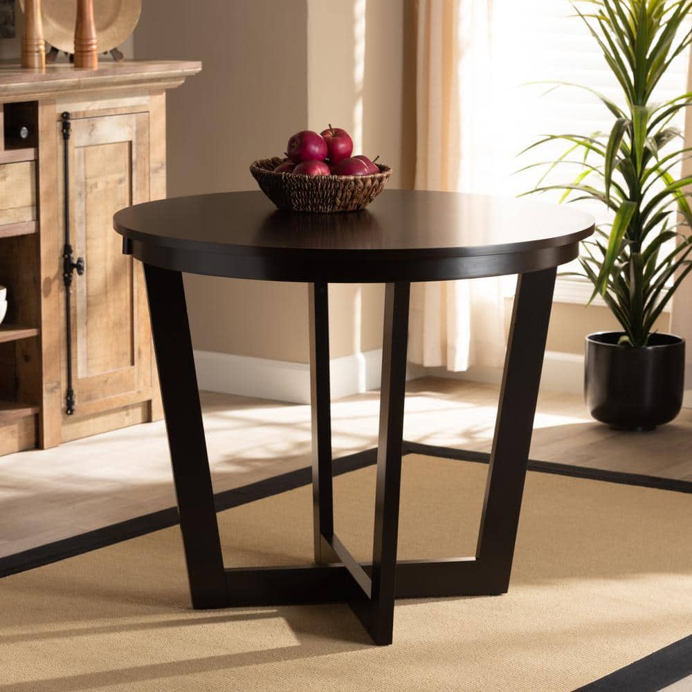 Alayna Dark Brown 35" Round Wood Dining Table