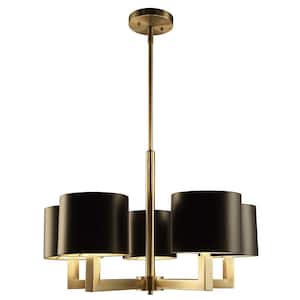 Hamilton Collection 5-Light Black and Gold Chandelier with Metal Shades