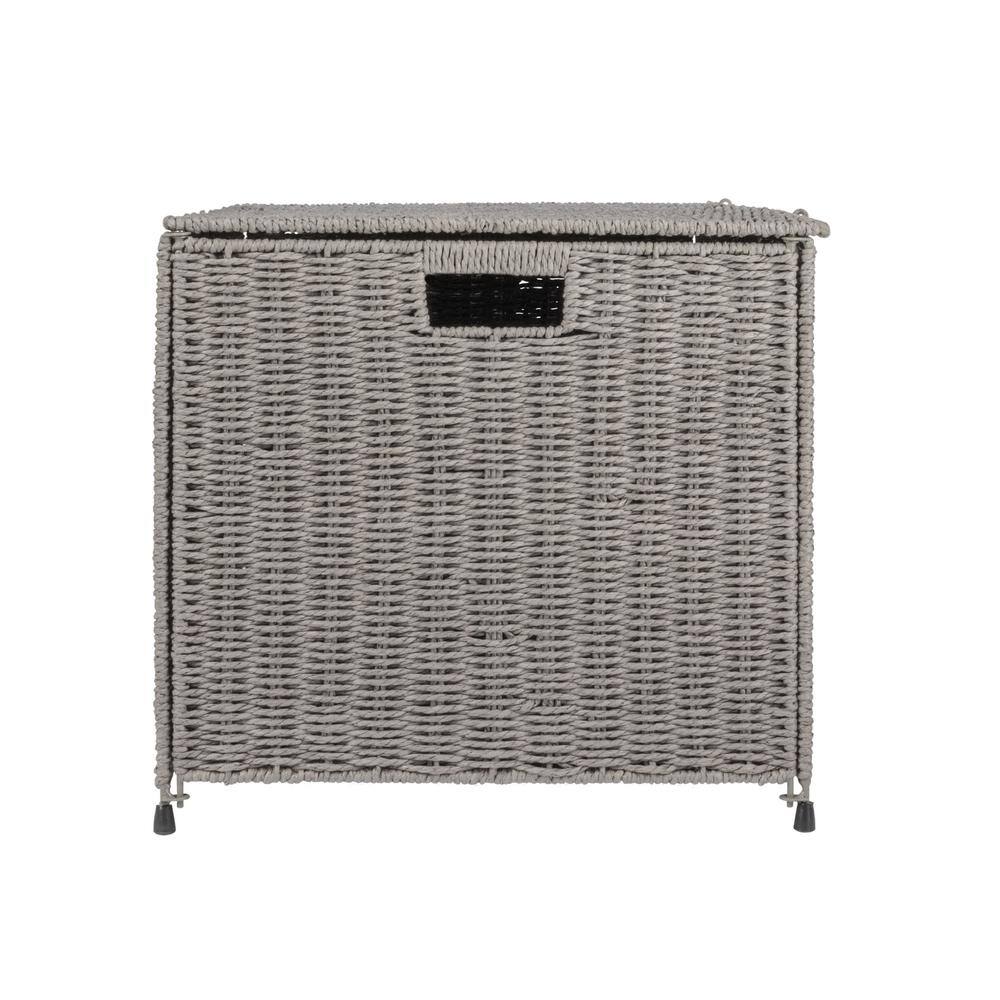 Large Gray Woven Paper Rope Storage Chest with Hinged Lid