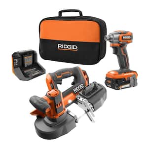 18V Cordless 2-Tool Combo Kit w/ SubCompact Brushless Impact Driver, Compact Band Saw, 2.0 Ah Battery, Charger and Bag