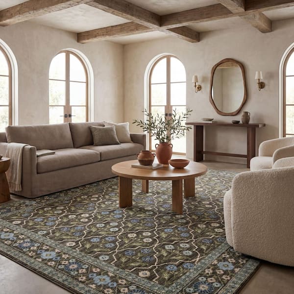 Maribel Brown 5 ft. x 7 ft. Floral Indoor Area Rug