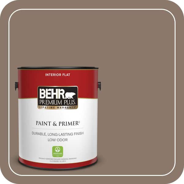 BEHR PREMIUM PLUS 1 gal. #N210-5 Caffeine Flat Low Odor Interior Paint & Primer