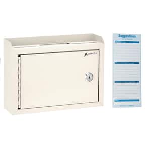 Medium Size White Steel Multi-Purpose Suggestion Drop Box Mailbox with Suggestion Cards