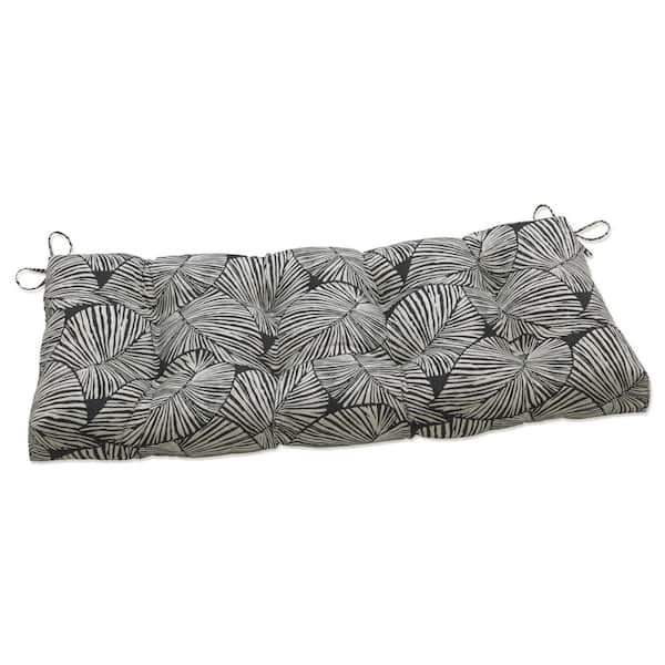 Pillow Perfect Tropical Rectangular Outdoor Bench Cushion in Black
