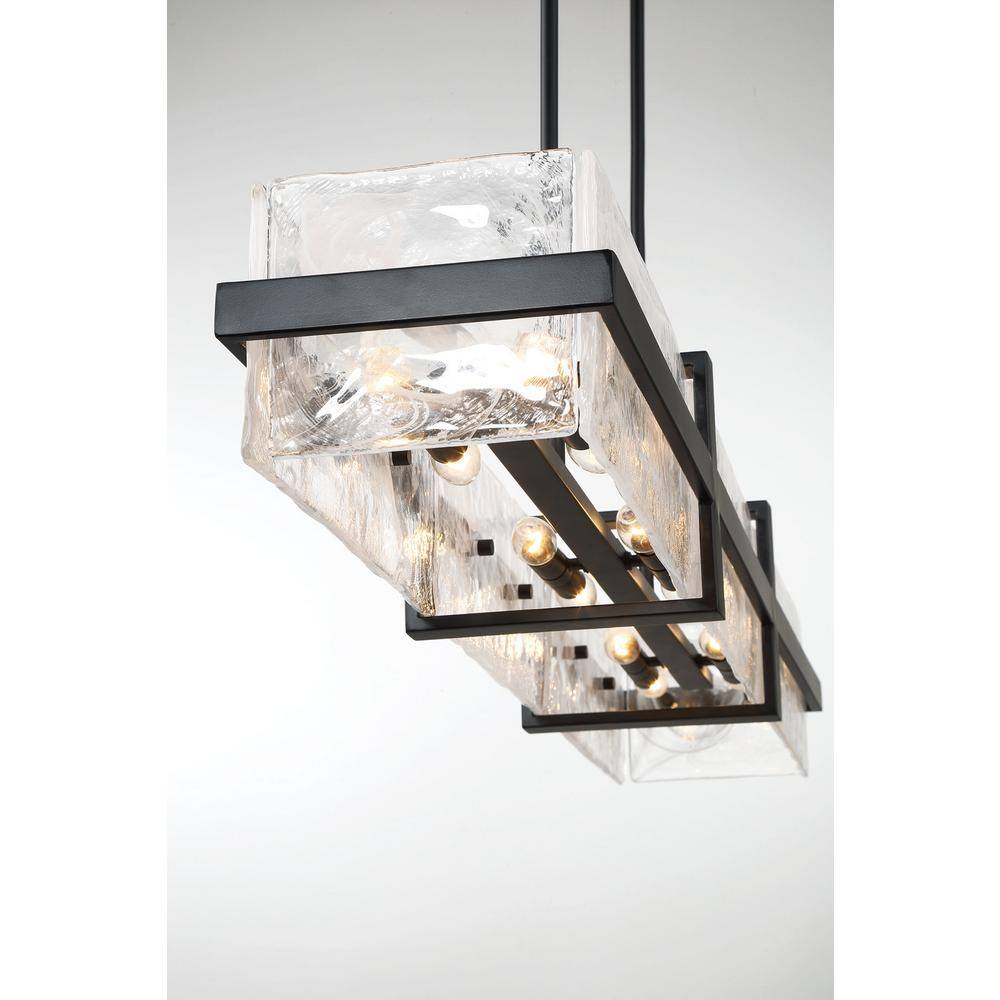 Coal and Cloud Glass 12-Light Linear Chandelier