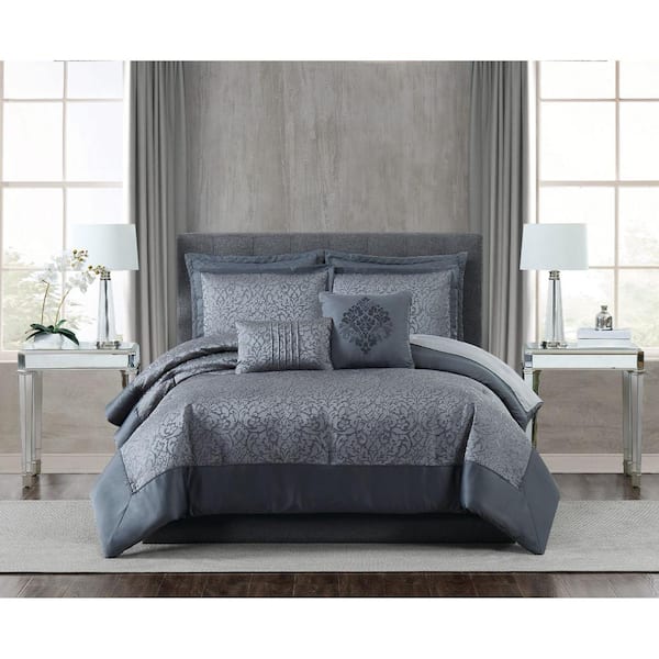 FIFTH AVENUE LUX Coventry 7-Piece Charcoal Grey King Comforter Set