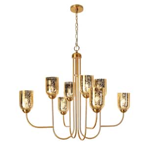 Euniecstasy 8-Light Brass Chandelier with Mercury Glass Shade, No Bulb Included