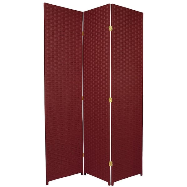 RED LANTERN 6 ft. Burgundy 3-Panel Room Divider