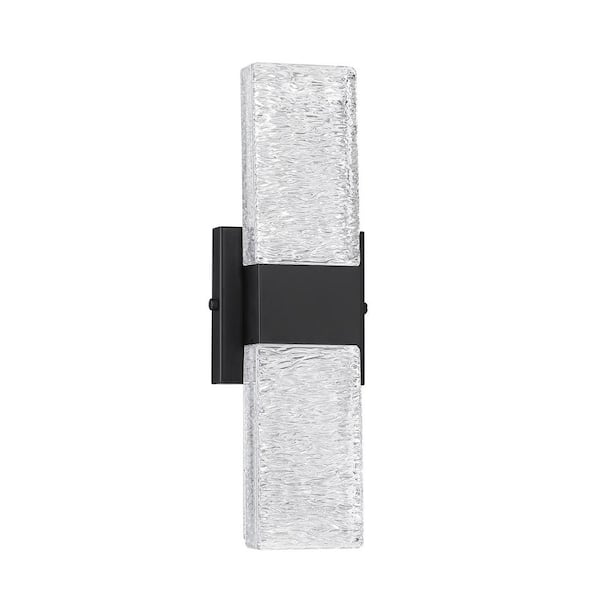 Kendal Lighting GLACIER 4.75 in. 2 Light Black LED Wall Sconce with Clear Glass Shade