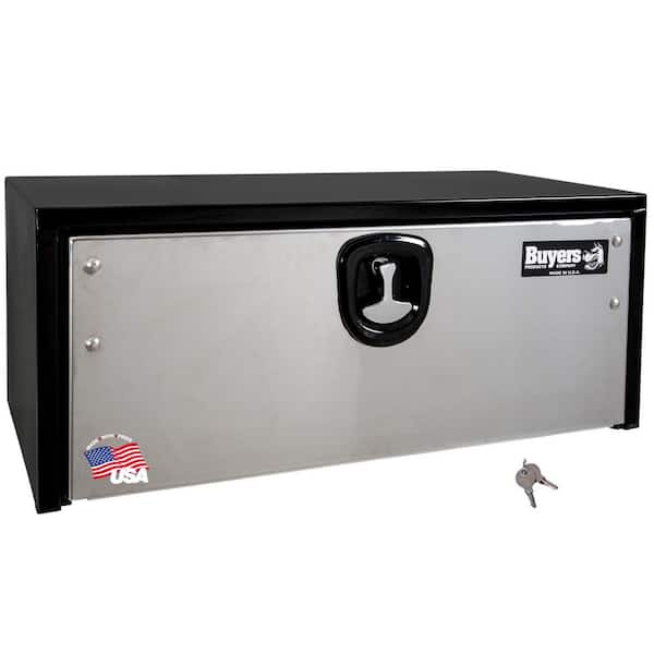 14 in. x 16 in. x 36 in. Gloss Black Steel Underbody Truck Tool Box with Stainless Steel Door