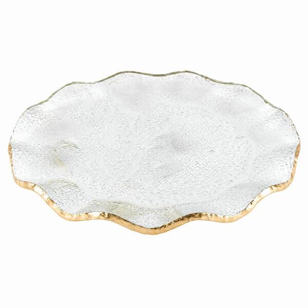 13 Mouth Blown Wavy Edge Gold Leaf Platter Or Charger 13 Mouth Blown Wavy Edge Gold Leaf Platter Or Charger
