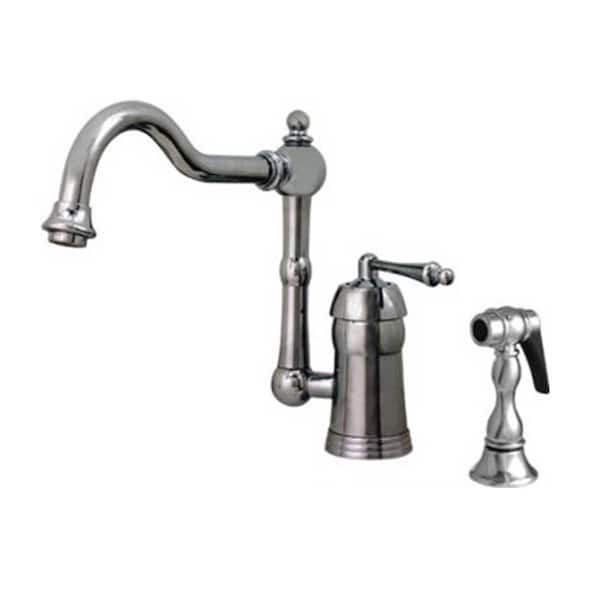Whitehaus Collection Legacyhaus Single-Handle Standard Kitchen Faucet with Side Sprayer in Polished Chrome