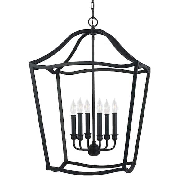 Generation Lighting Yarmouth 6-Light Antique Forged Iron Traditional Candlestick Hanging Chandelier Fixture