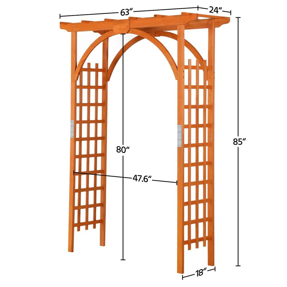 Natural Fir Wood Garden Arbor with Arch and Pergola Top