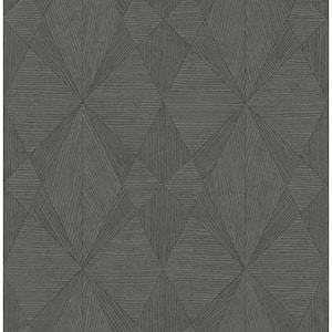 Intrinsic Dark Grey Geometric Wood Paper Strippable Wallpaper (Covers 56.4 sq. ft.)