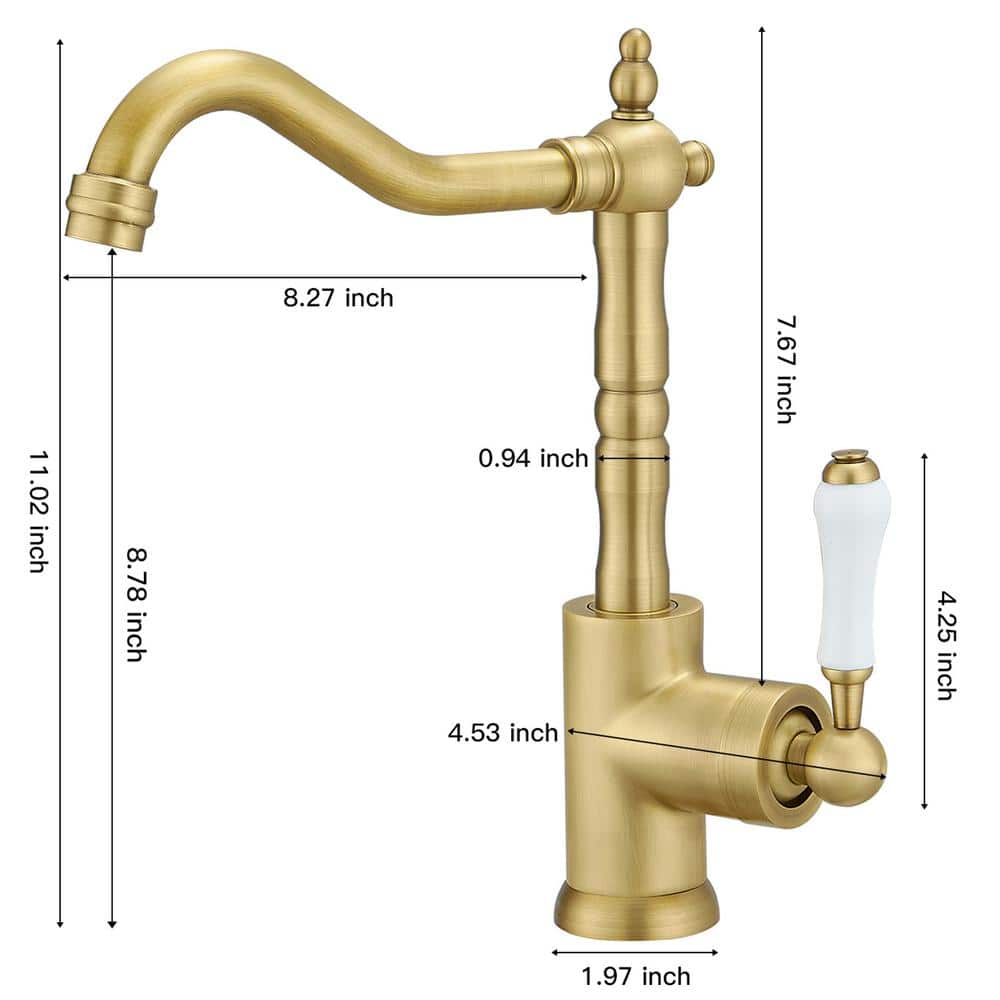 Antique Brass Single Handle Kitchen Faucet with Ceramic Disc Valve