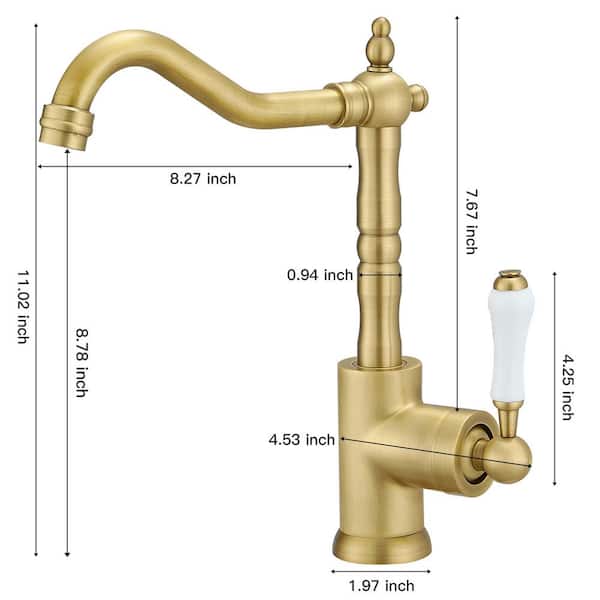 BWE Single Handle Standard Kitchen Faucet Vessel Sink Faucet 360