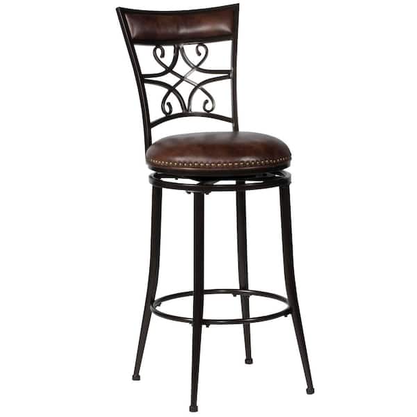 Hillsdale Furniture Seville 45.75 in. Brown Shimmer Metal Bar Height Swivel Stool