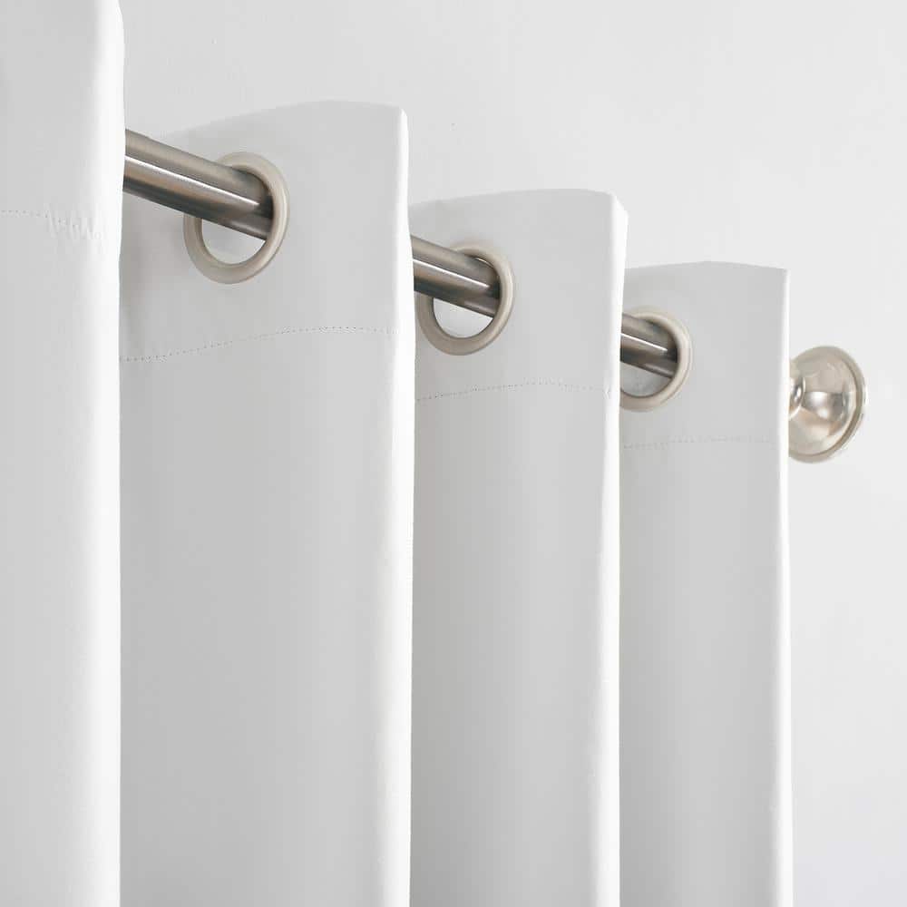 White 50x108 Polyester Blackout Grommet Curtain Panel