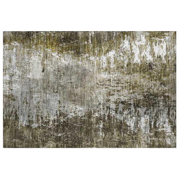 Dream Shag Premium Machine Washable Abstract ADS718 Taupe 3 ft. x 4 ft. Area Rug