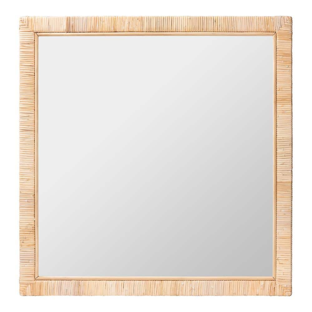 Bali & Pari Natural Mahogany and Rattan Square Wall Mirror