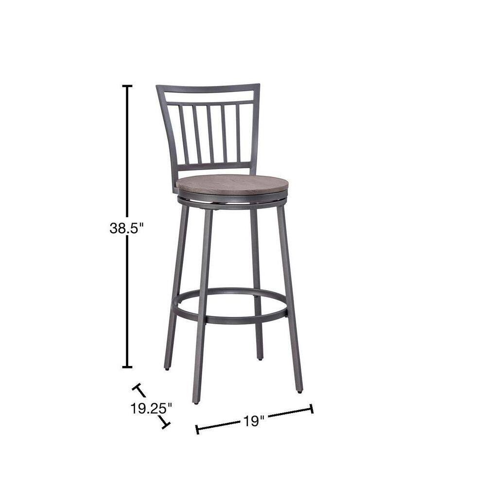 Talia Industrial Slate Gray Swivel Counter Stool with Hardwood Seat