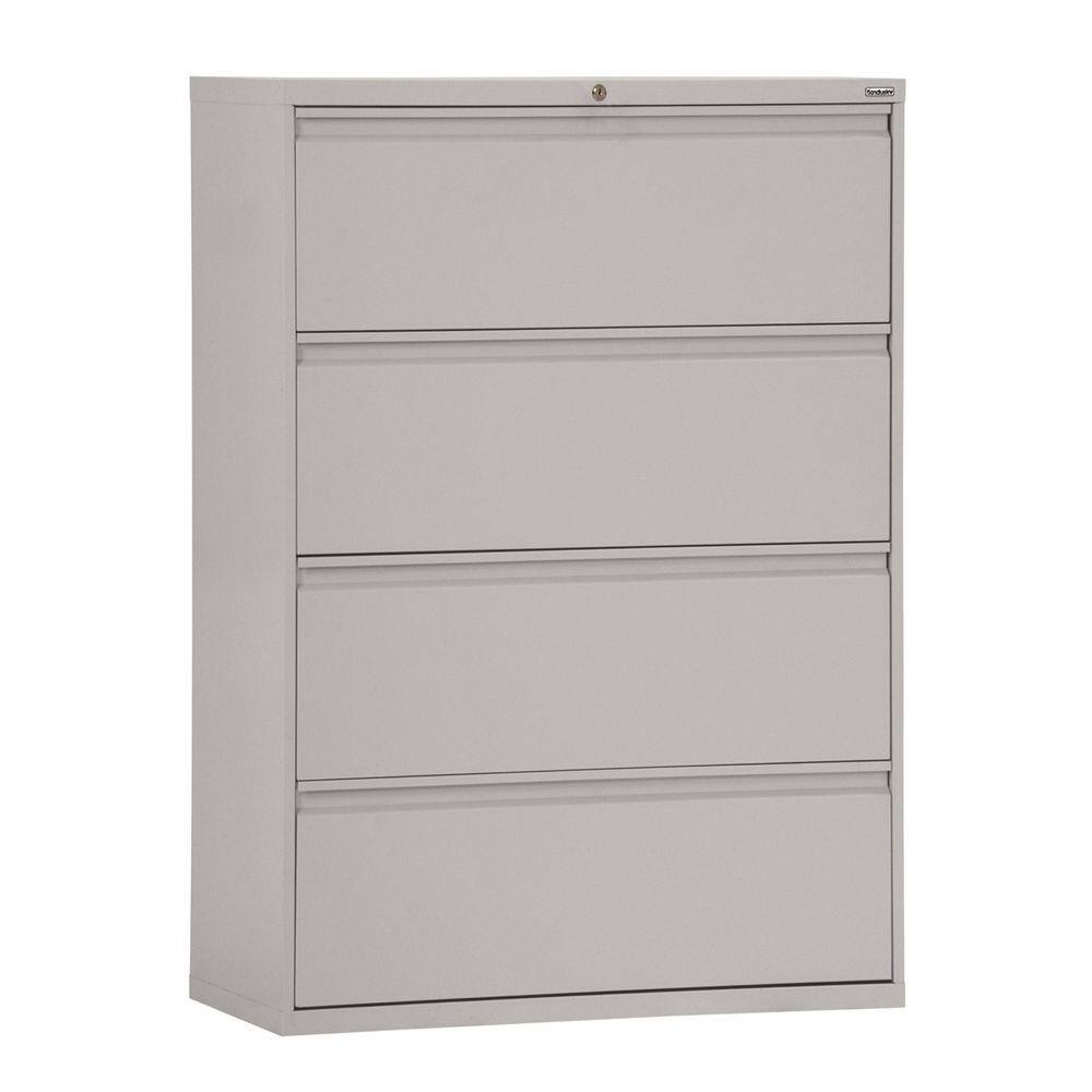 Pull Lateral File Cabinet In Dove Gray, Metal Lateral File Cabinets 4 Drawer